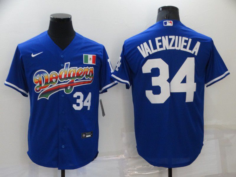 Men Los Angeles Dodgers #34 Valenzuela Blue Game Nike 2022 MLB Jersey